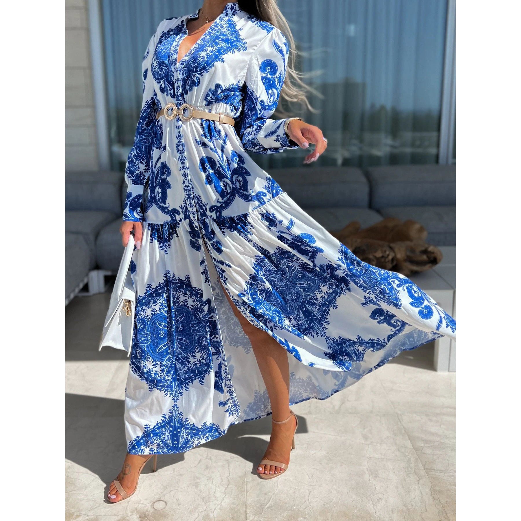 Bohemian Print Loose Maxi Dress