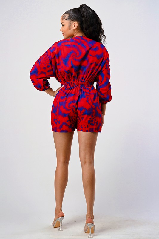 Long-Sleeve Printed Romper