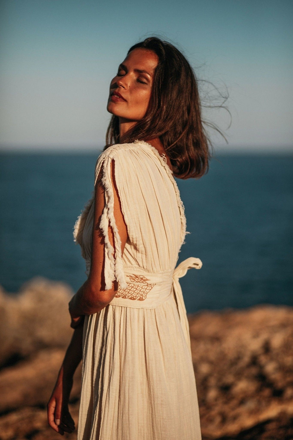 Kaela Cotton Side-Slit Maxi Dress