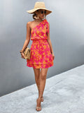 One-Shoulder Flounce Mini Dress