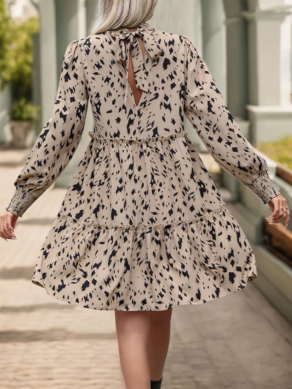 Mock-Neck Long Sleeve Mini Dress
