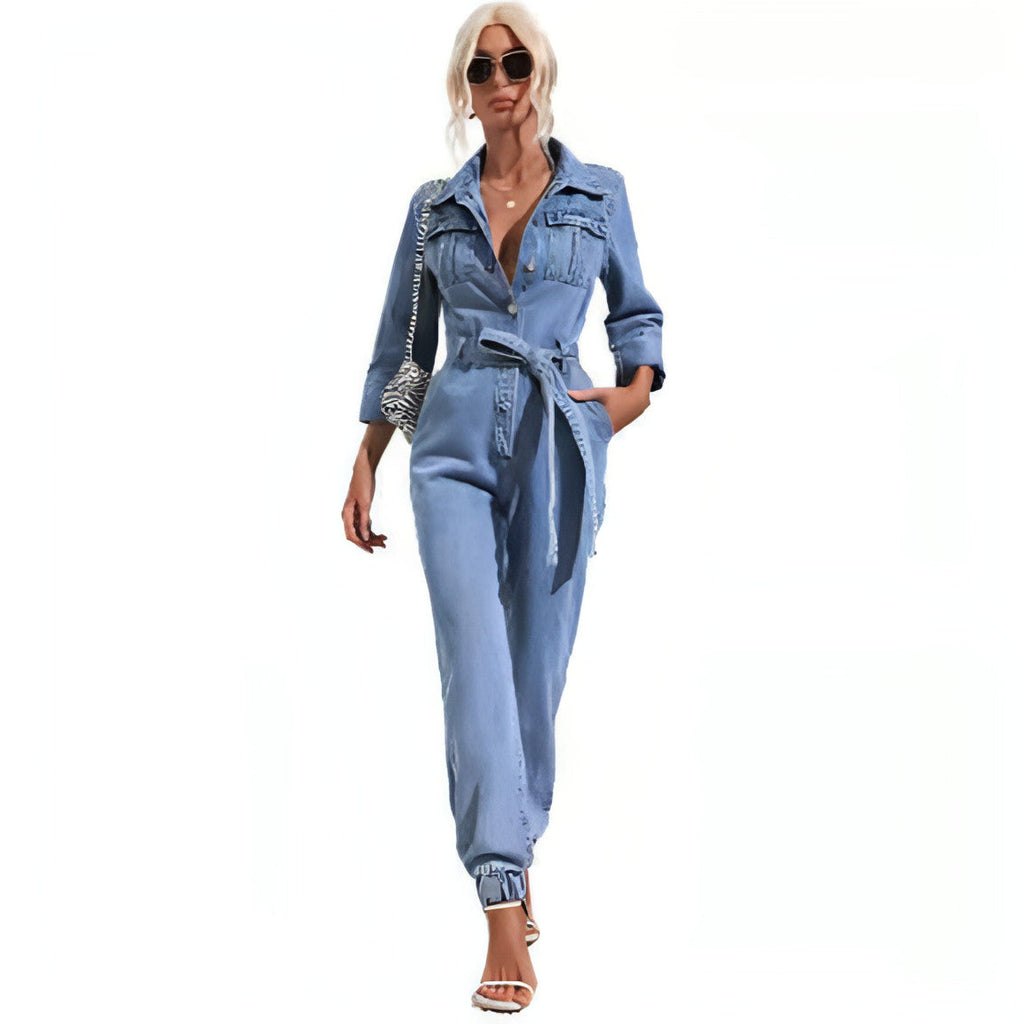 Denim Wide-Leg Jumpsuit