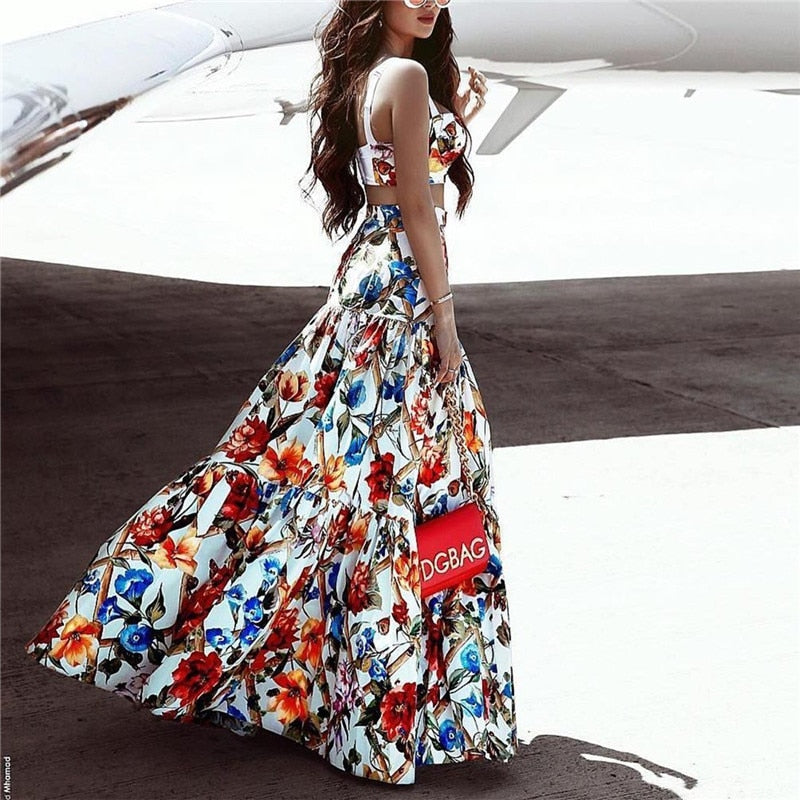 Two-Piece Boho Print Maxi Set