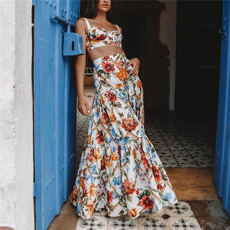 Two-Piece Boho Print Maxi Set