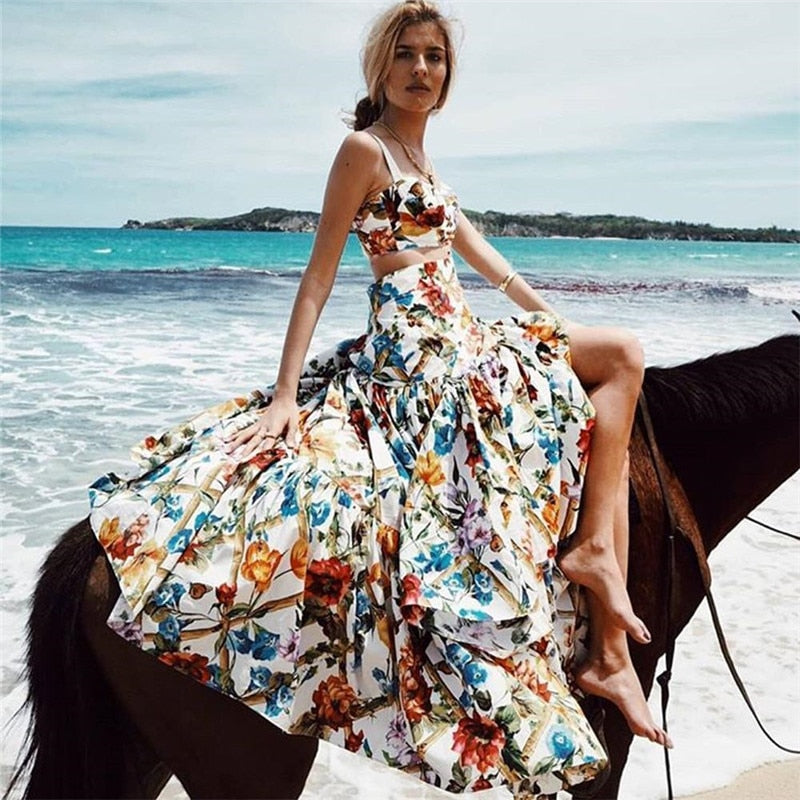 Two-Piece Boho Print Maxi Set