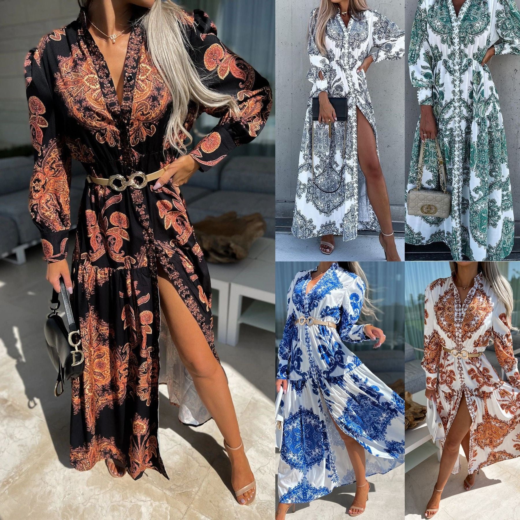 Bohemian Print Loose Maxi Dress