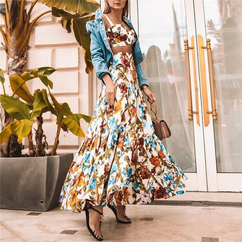 Two-Piece Boho Print Maxi Set