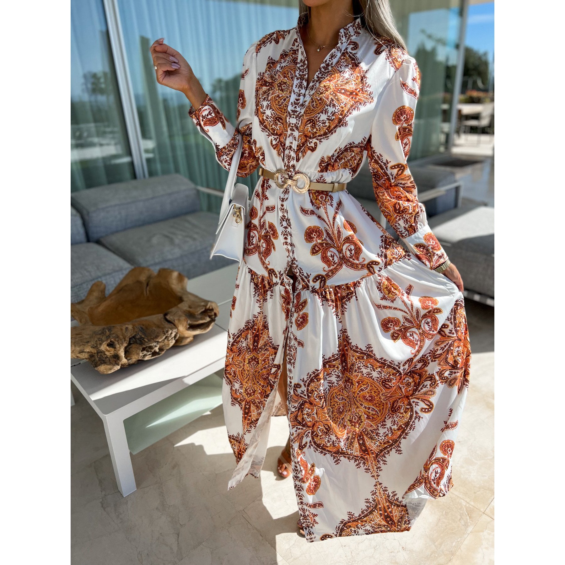 Bohemian Print Loose Maxi Dress