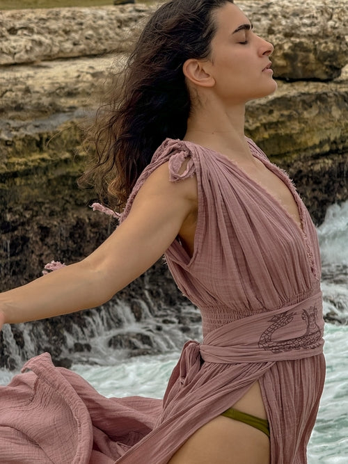Kaela Cotton Side-Slit Maxi Dress