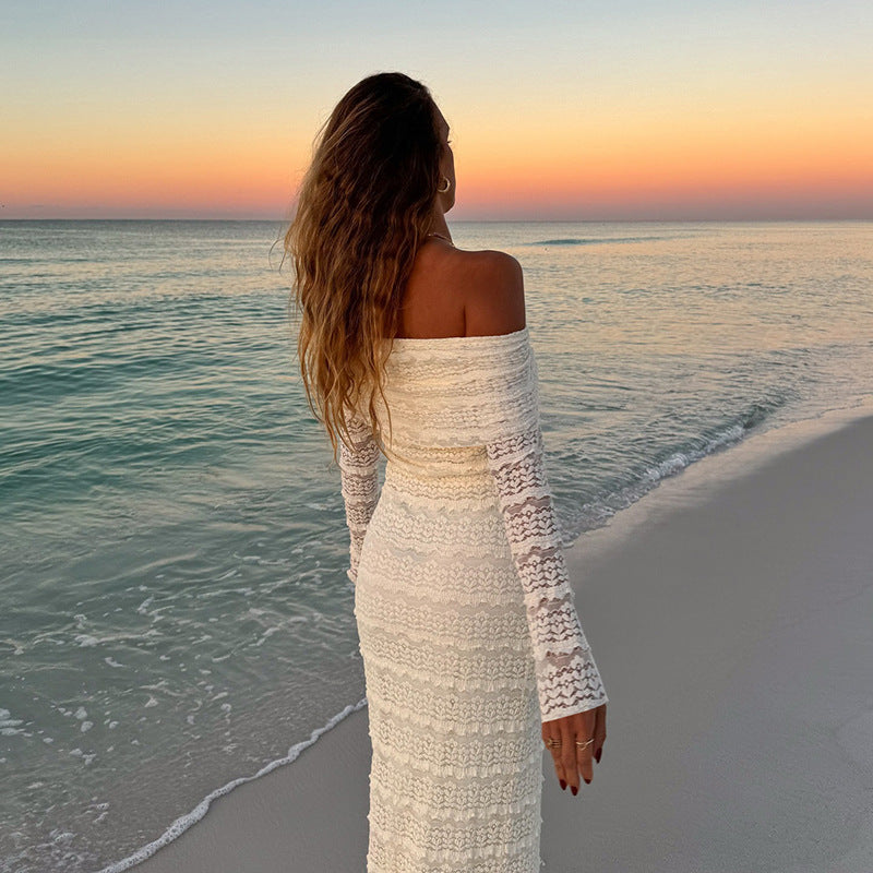 Off-Shoulder Lace Maxi Dress