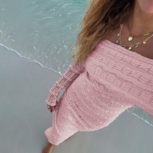 Off-Shoulder Lace Maxi Dress