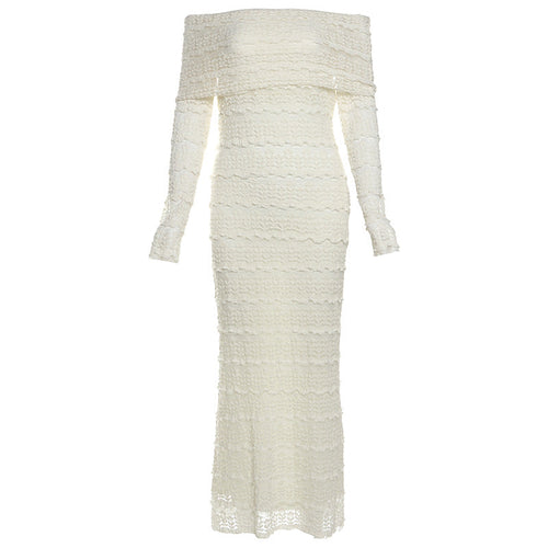 Off-Shoulder Lace Maxi Dress