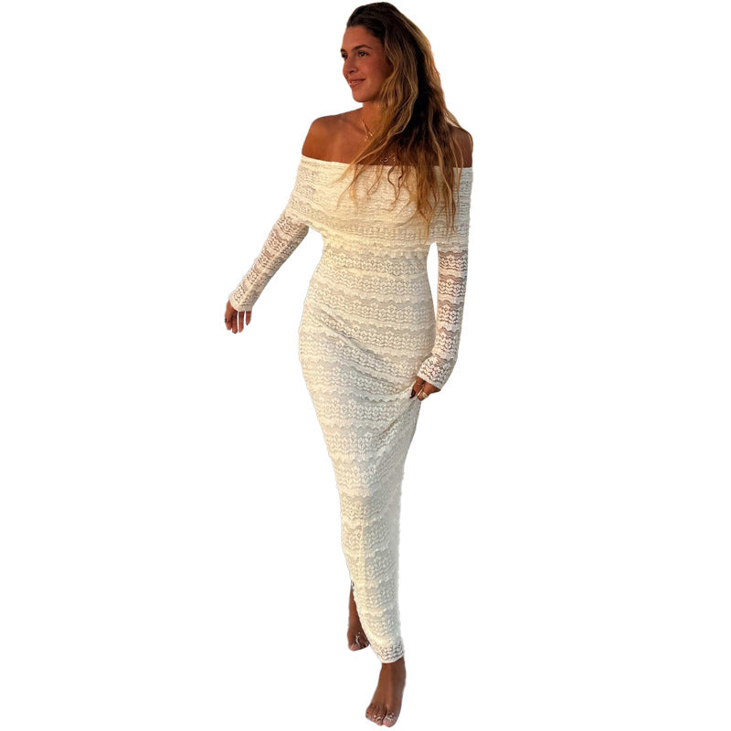 Off-Shoulder Lace Maxi Dress