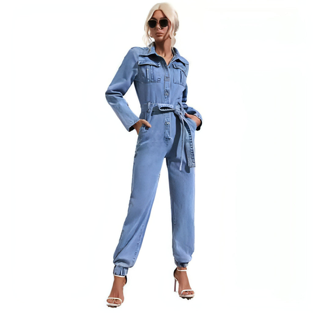 Denim Wide-Leg Jumpsuit