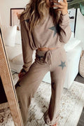 Star Print Lounge Set in Khaki